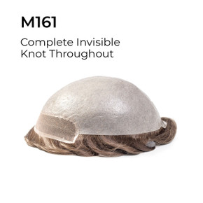 M161 Complément capillaire pour hommes composé en polyuréthane avec nœuds invisibles