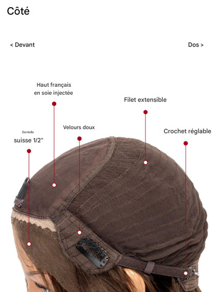 Perruque Adina - Cheveux de qualité supérieure en  tulle français avec tissage arrière
