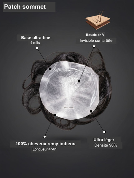 Toupet pour homme CR111 V-loop Skin Crown Patch