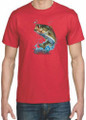 BIG MOUTH ACTION BASS FISH ON T-SHIRT