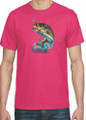 BIG MOUTH ACTION BASS FISH ON T-SHIRT