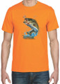 BIG MOUTH ACTION BASS FISH ON T-SHIRT