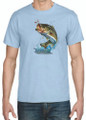 BIG MOUTH ACTION BASS FISH ON T-SHIRT