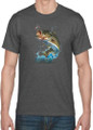 BIG MOUTH ACTION BASS FISH ON T-SHIRT