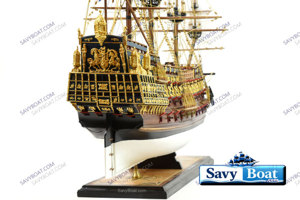 HMS SOVEREIGN OF THE SEAS MUSEUM W/24CT GOLD FITTINGS & SAILS