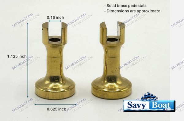 1.125 INCH, STRAIGHT SOLID BRASS KEEL PEDESTALS, ONE PAIR