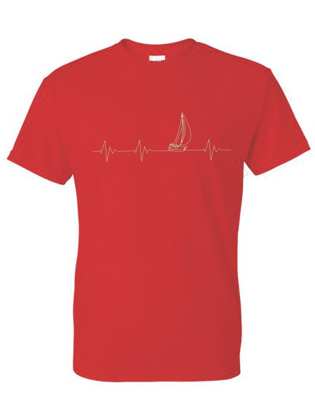 HEARTBEAT SAILBOAT ADULT T-SHIRT