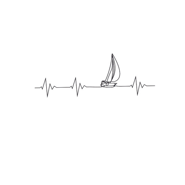 HEARTBEAT SAILBOAT ADULT T-SHIRT