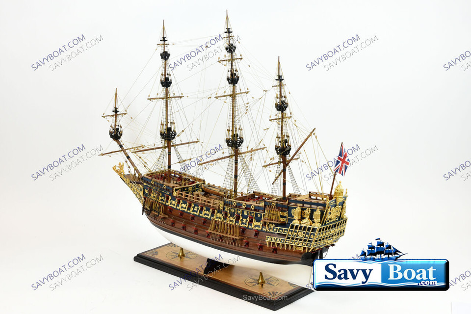 HMS SOVEREIGN OF THE SEAS MUSEUM W/24CT GOLD FITTINGS & SAILS