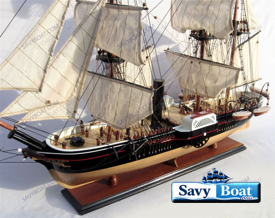 USS POWHATAN SIDE WHEEL STEAMSHIP W/ SAILS