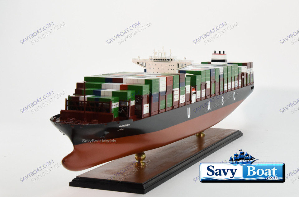 MV BARZAN CONTAINER cargo  FREIGHTER LARGE 39" SCALE FULLY BUILT SHIP MUSEUM MODEL W/STAND