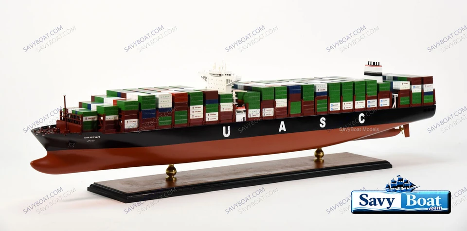 MV BARZAN CONTAINER cargo  FREIGHTER LARGE 39" SCALE FULLY BUILT SHIP MUSEUM MODEL W/STAND