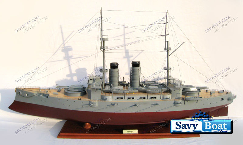 JAPANESE BATTLESHIP MIKASA Fully built large 40” ship museum quality model WWII war ship w/stand