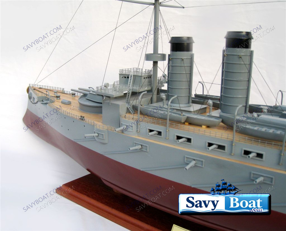 JAPANESE BATTLESHIP MIKASA Fully built large 40” ship museum quality model WWII war ship w/stand