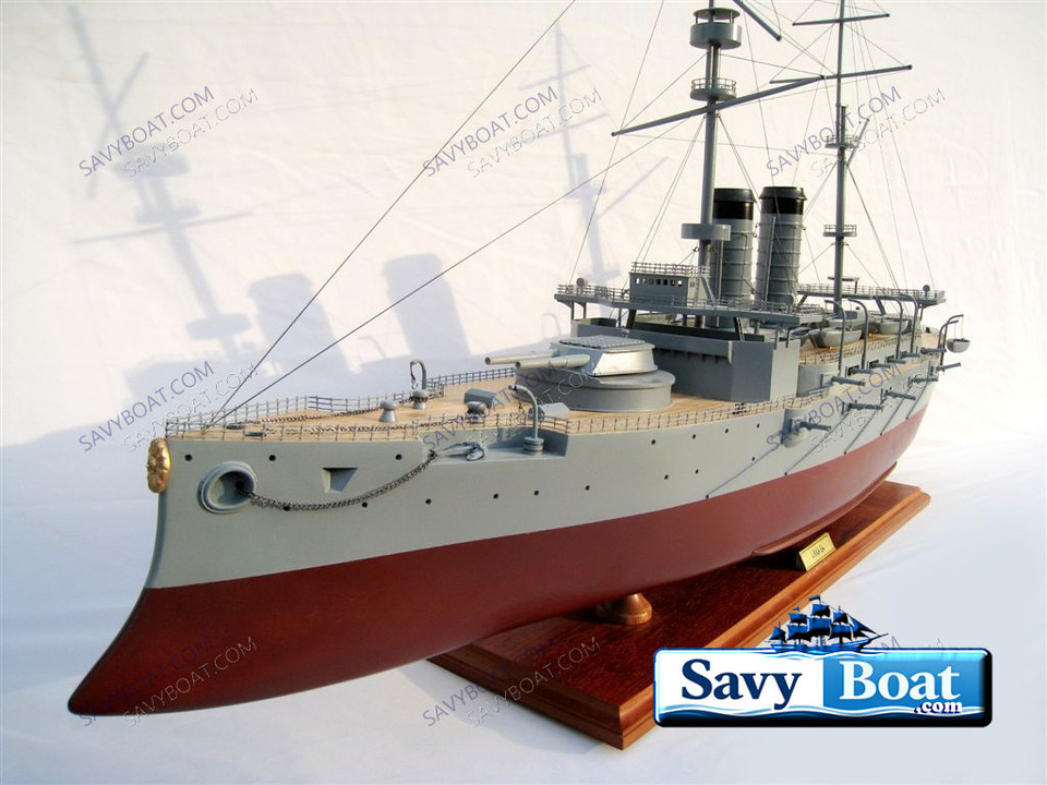 JAPANESE BATTLESHIP MIKASA Fully built large 40” ship museum quality model WWII war ship w/stand
