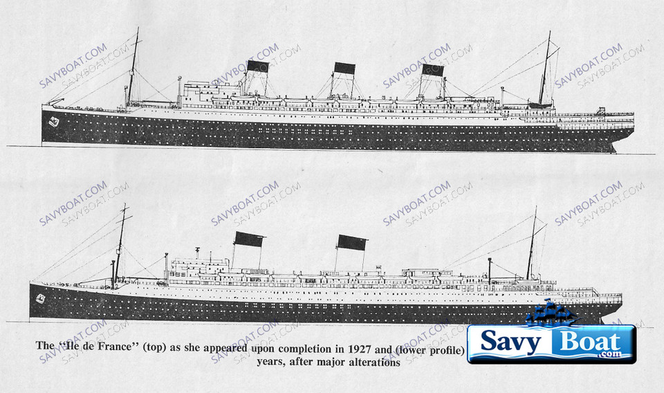 SS Île de FRANCE LIGHTED OCEAN LINER