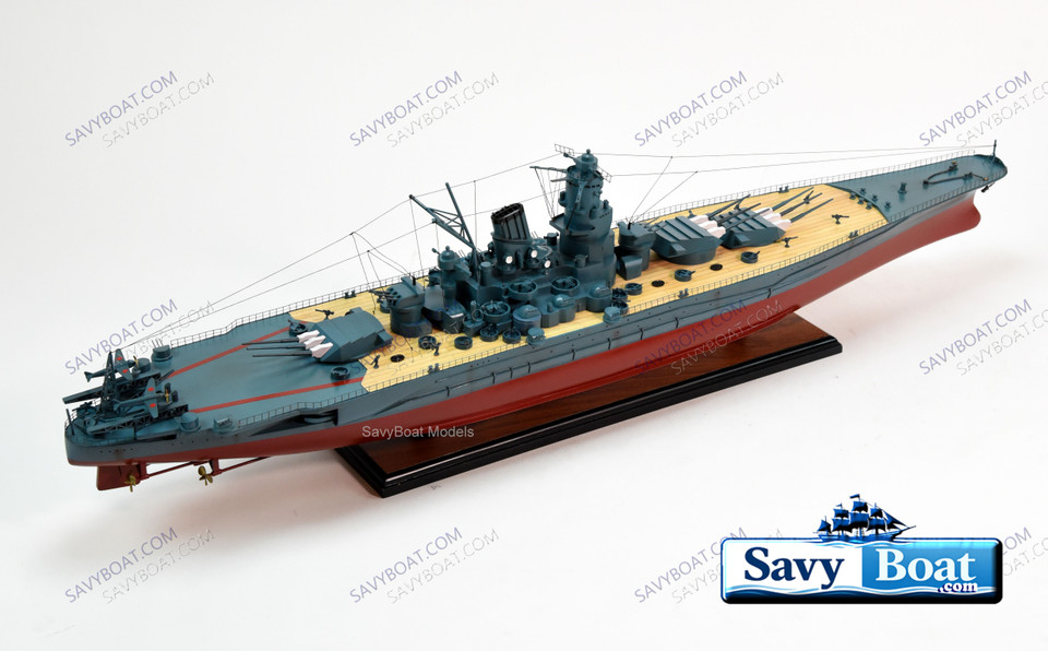 MUSASHI JAPANESE battleship 39" fully built wood model with stand