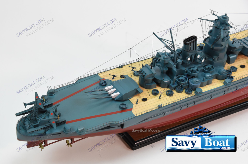 MUSASHI JAPANESE battleship 39" fully built wood model with stand