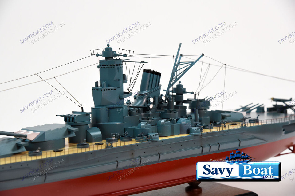 MUSASHI JAPANESE battleship 39" fully built wood model with stand