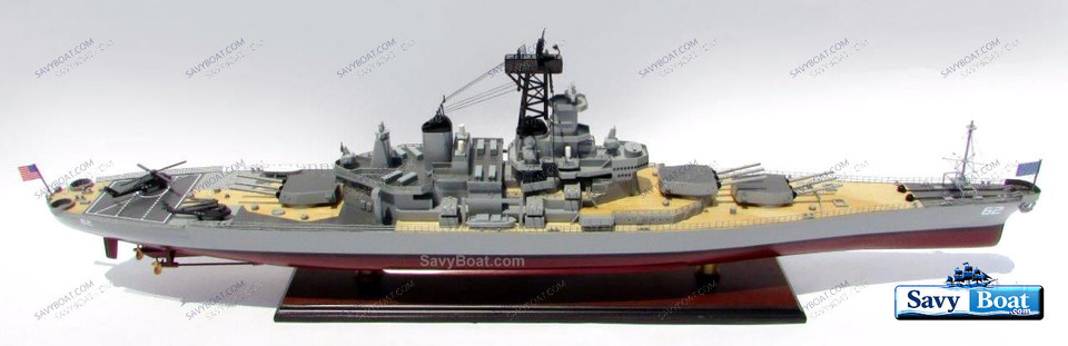 USS NEW JERSEY battleship 39" fully built wood model with stand