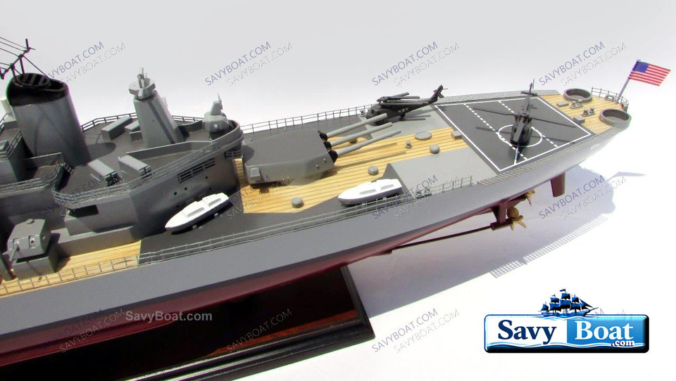 USS NEW JERSEY battleship 39" fully built wood model with stand