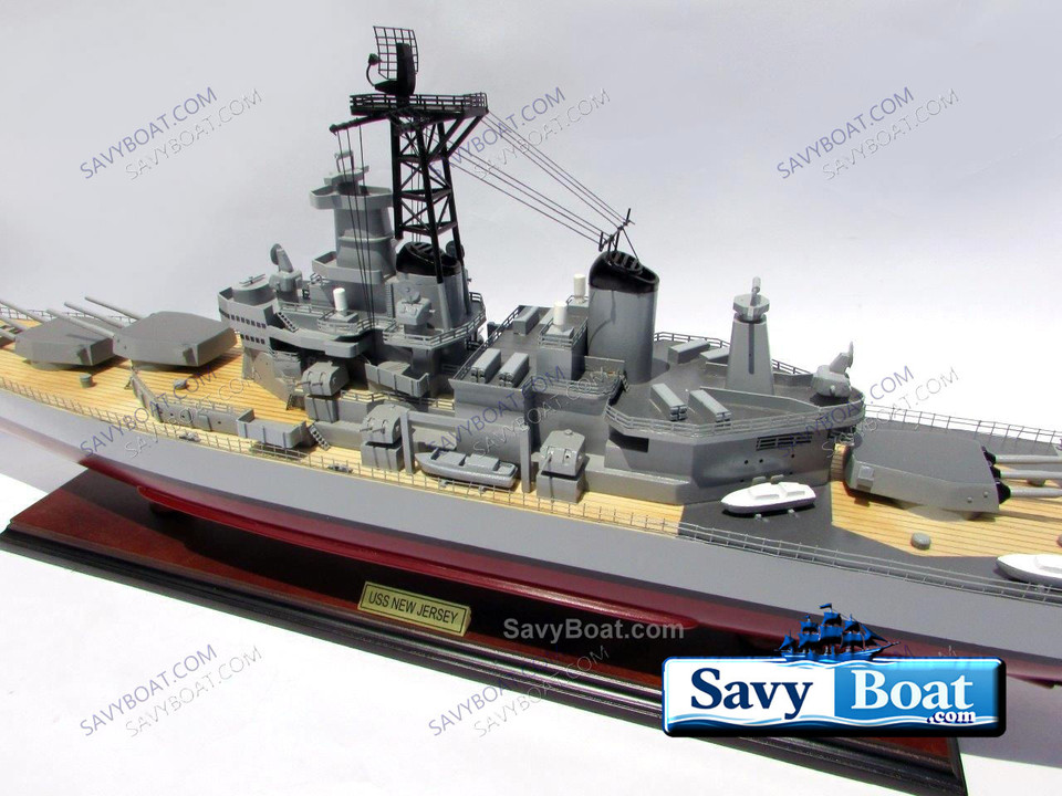 USS NEW JERSEY battleship 39" fully built wood model with stand