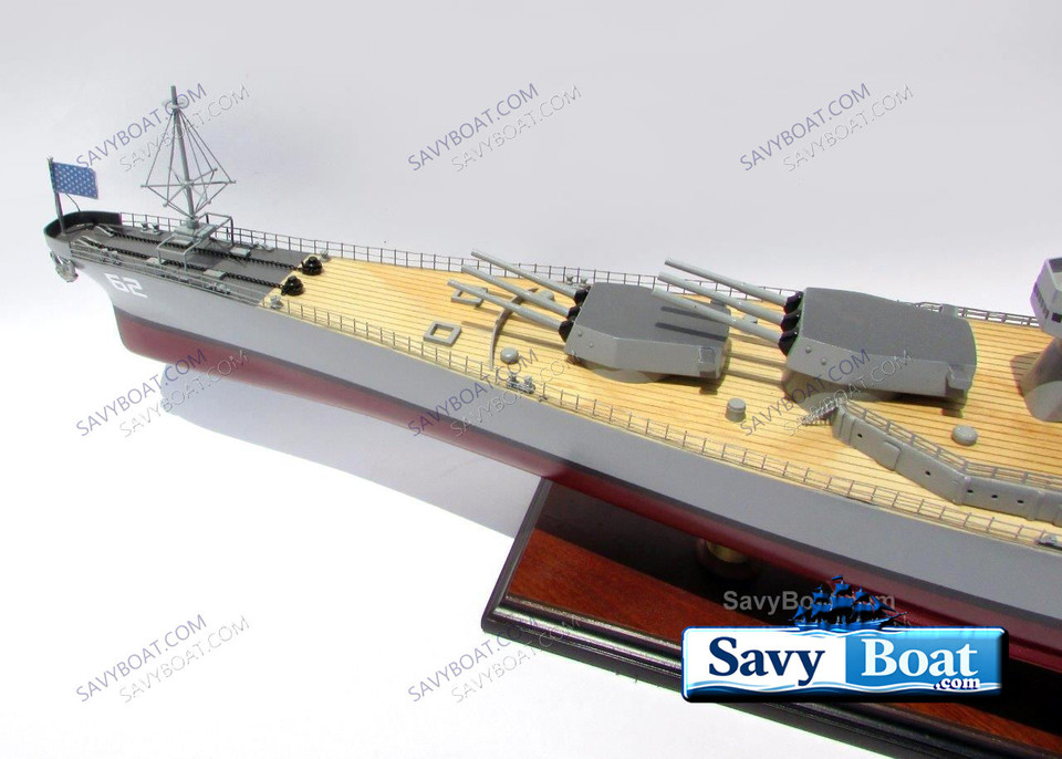 USS NEW JERSEY battleship 39" fully built wood model with stand
