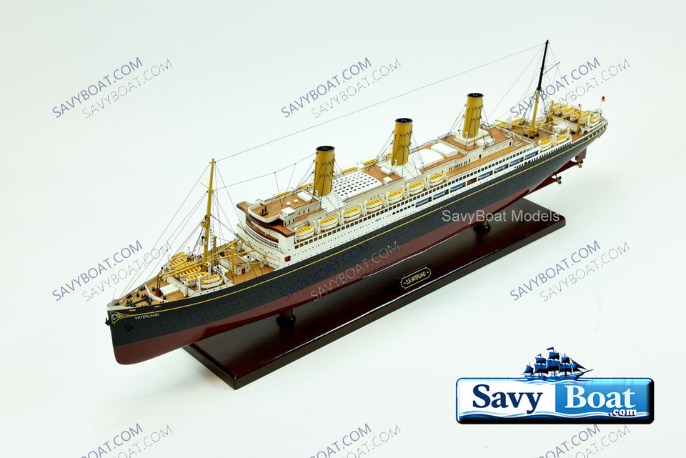 SS  VATERLAND  passenger STEAMship 40" fully built wood model with stand