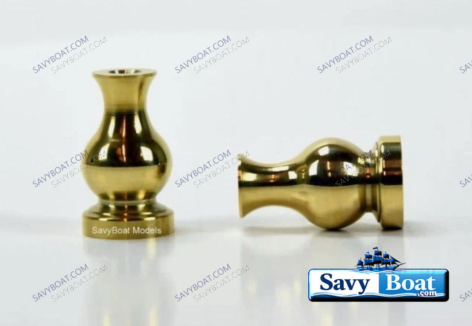 1.56 INCH, ROUNDED SOLID BRASS PEDESTALS,  ONE PAIR