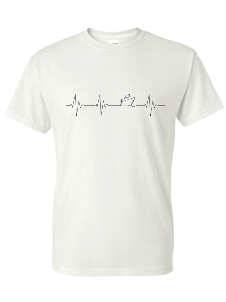 HEARTBEAT SPEEDBOAT  (BLACK) ADULT T-SHIRT