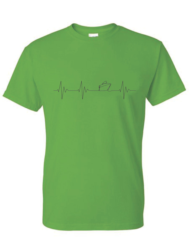 HEARTBEAT SPEEDBOAT  (BLACK) ADULT T-SHIRT