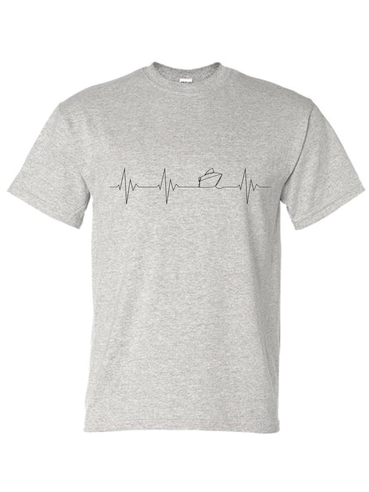 HEARTBEAT SPEEDBOAT  (BLACK) ADULT T-SHIRT
