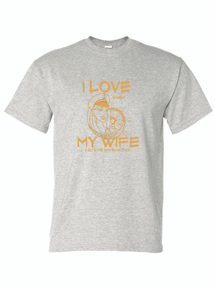 I LOVE MY WIFE (BRONZE) ADULT T-SHIRT