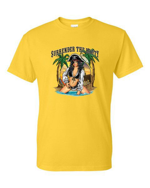 SURRENDER THE BOOTY SEXY PIRATE T-SHIRT