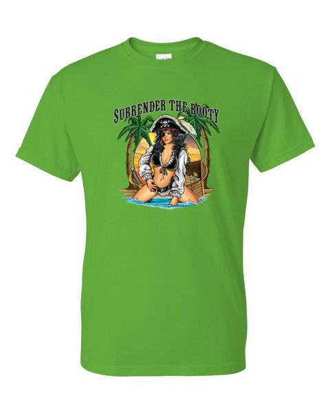 SURRENDER THE BOOTY SEXY PIRATE T-SHIRT