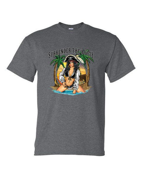 SURRENDER THE BOOTY SEXY PIRATE T-SHIRT