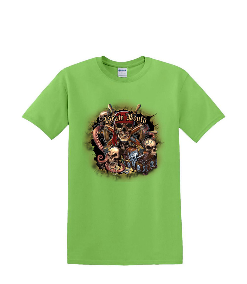 PIRATE  BOOTY SKULL TREASURE  T-SHIRT