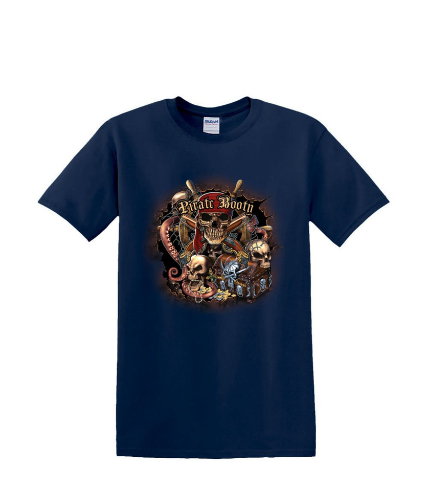 PIRATE  BOOTY SKULL TREASURE  T-SHIRT