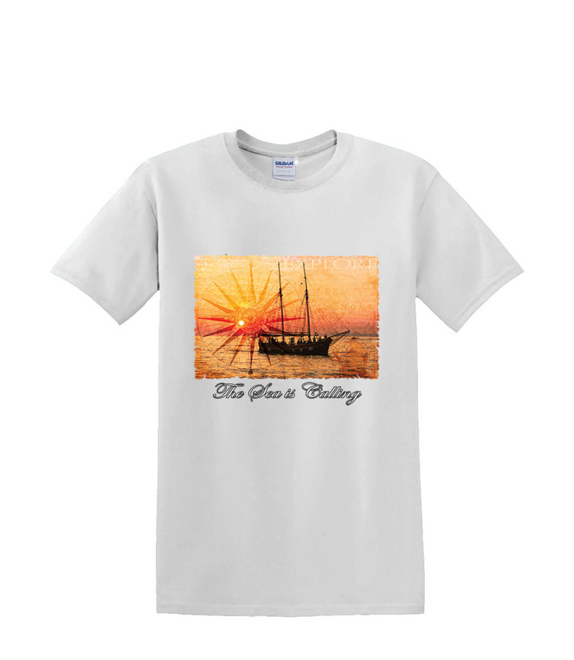 THE SEA IS CALLING SAILBOAT T-SHIRT