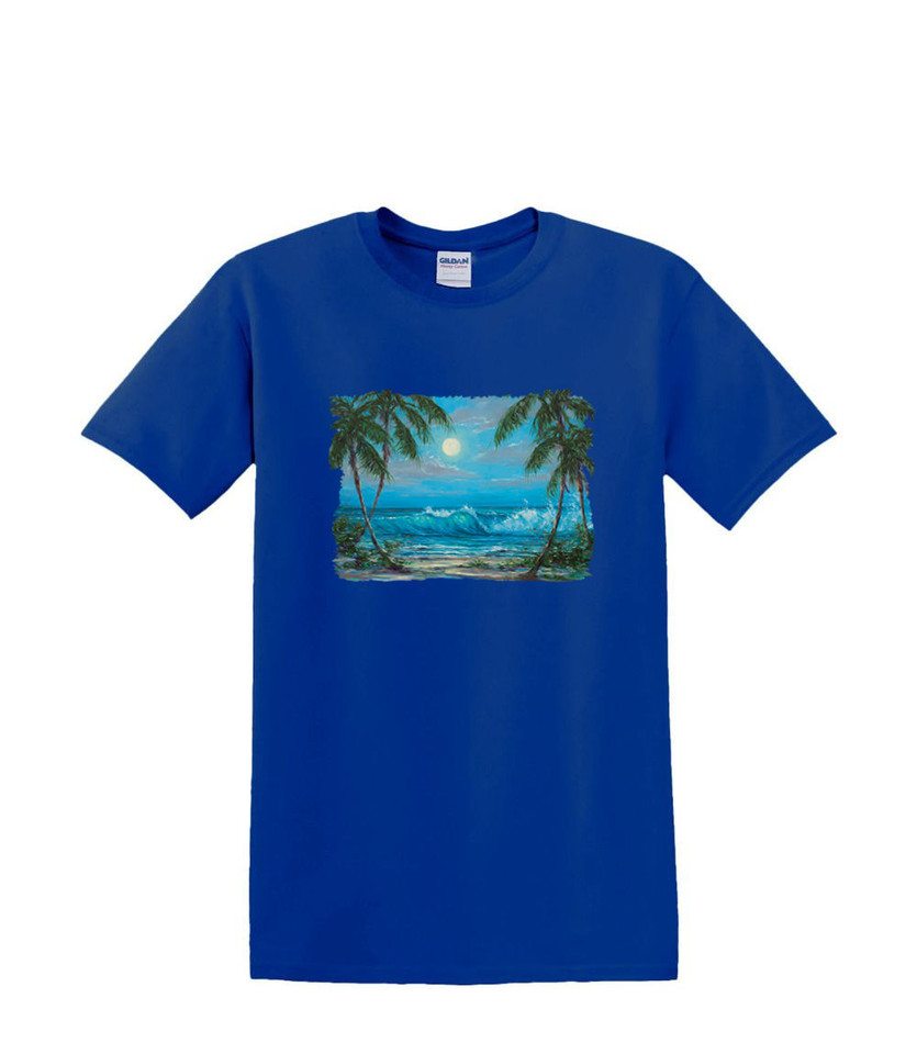LUM,INOUS WATERS BEACH MOON T-SHIRT