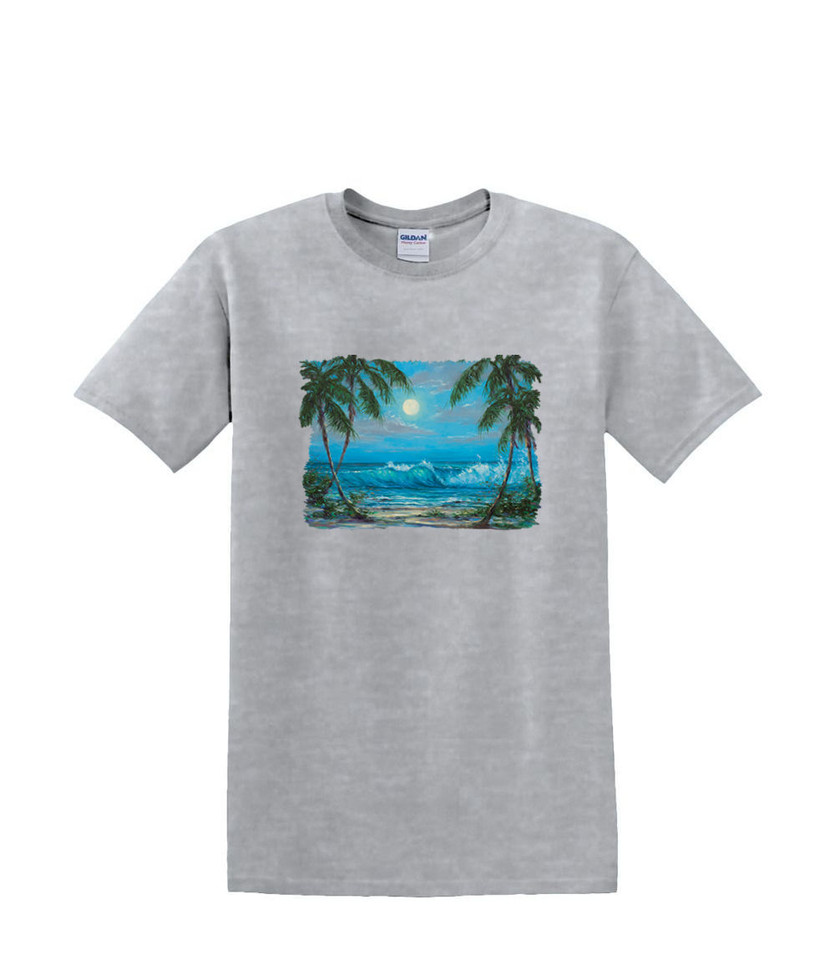 LUM,INOUS WATERS BEACH MOON T-SHIRT