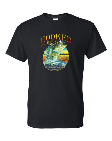 HOOKED ON JESUS BASS T-SHIRT