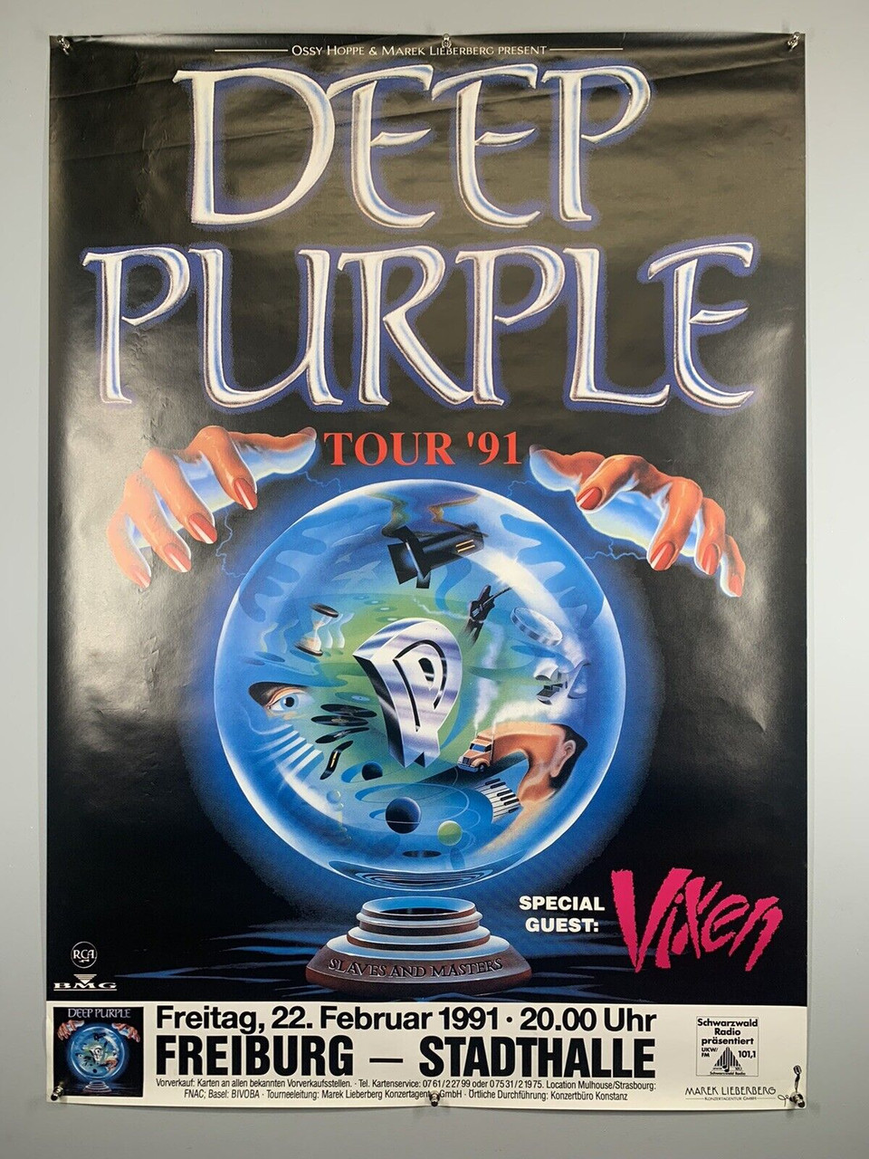 Deep Purple Poster Original Promo Slaves And Masters Tour Freiburg 