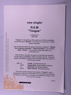 R.E.M Michael Stipe Press Release Original Wea Records Tongue 1995 front