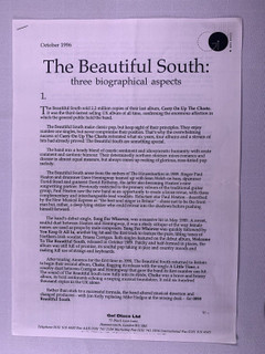 The Beautiful South Press Release Original Go Discs 3 Biographical Aspect 1996 front page 1