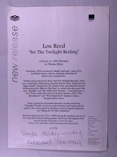 Lou Reed Press Release Original Wea Records Promo Set The Twilight Reeling 1996 front