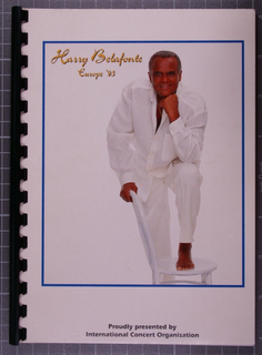 Harry Belafonte Itinerary Official Vintage Europe Tour Promo 1993 Front