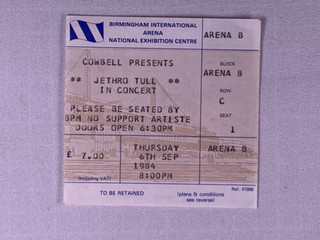 Jethro Tull Ticket Original Under Wraps Tour Birmingham 1984 front