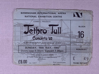 Jethro Tull Ticket Original Broadsword Tour Birmingham 1982 front