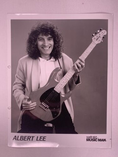 Albert Lee Photo Vintage Music Man Black and White Promo Circa Late 1980s front